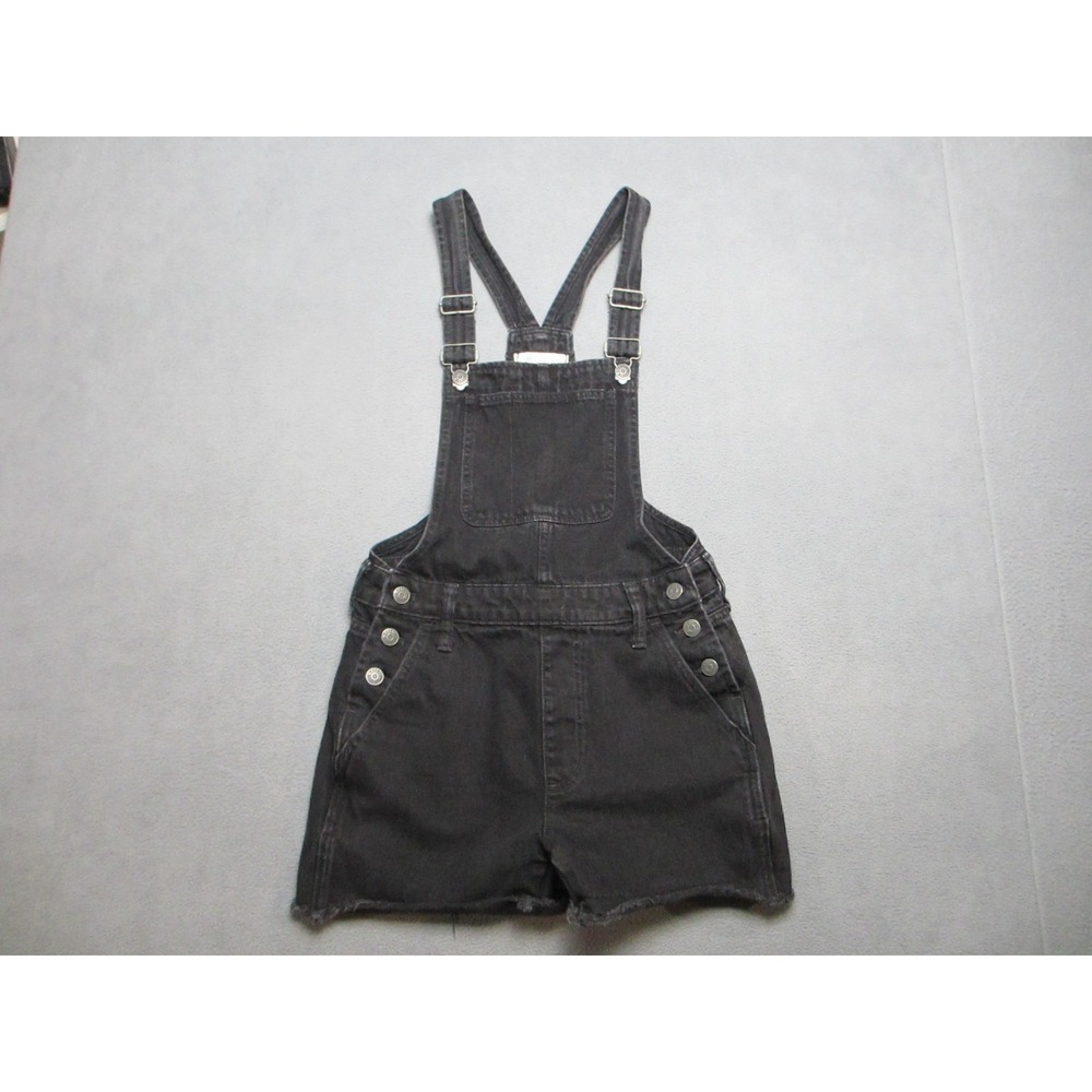 Madewell Overalls Bib Short Womens XS Black Denim Adirondack Cutoff Hem Pockets